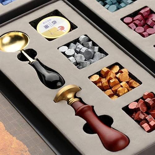 HYUWANGYU Stamps Wax Seal Box Kit Evening Wedding Invitation Decorative Wax Dipping Pot Set Stamping Plates Melt Packaging Craft Supplies