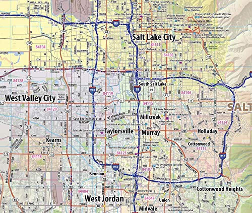 Greater Salt Lake City Laminated Wall Map (36” Wide by 54” high)