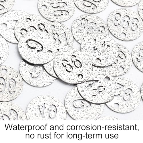 NumRealm 25mm 304 Stainless Steel Number Tags with Rings, Metal Key ID Labels for Organization, Numbers 1 to 400