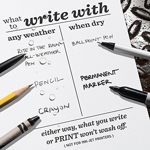 Rite in the Rain Weatherproof Copier Paper, 8.5" x 11", 20# White, 200 Sheet Pack (No. 8511)