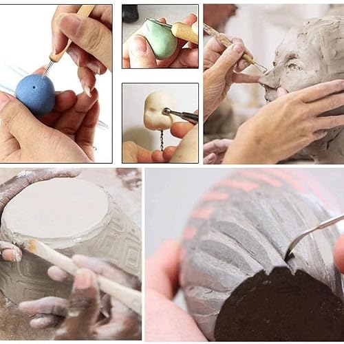 TXGJWRA 27Pcs Pottery Clay Sculpting Tools Set Kit Smoothing Wax Carving Pottery Ceramic Tools Modeling Carved Tool (D Light Grey)