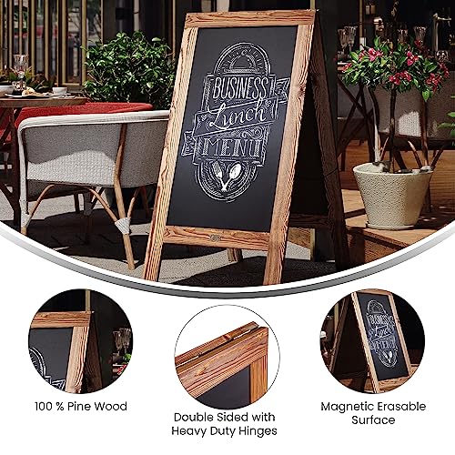 Flash Furniture Magnetic A-Frame Chalkboard Sign, 48" x 24", Brown