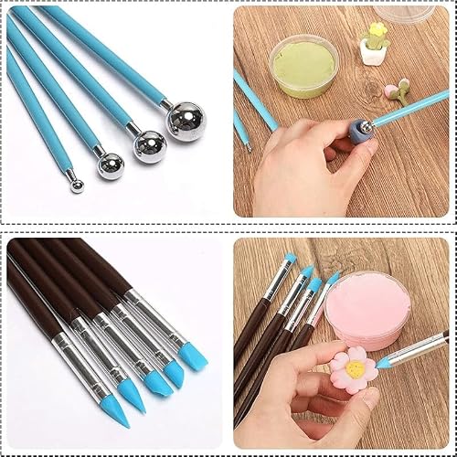 TXGJWRA 27Pcs Pottery Clay Sculpting Tools Set Kit Smoothing Wax Carving Pottery Ceramic Tools Modeling Carved Tool (D Light Grey)