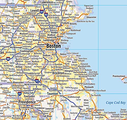 Topographics Northeast US Laminated Wall Map (42" x 40")
