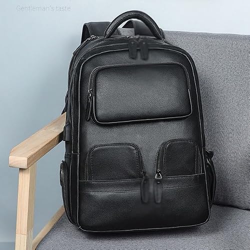VCDUXMQLK Top layer cowhide backpack men's leather leisure travel trend large capacity