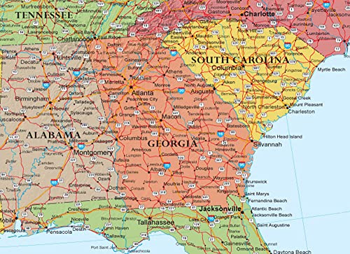 Swiftmaps 32x50 United States Classic Premier Blue Oceans 3D Wall Map Poster (Laminated)