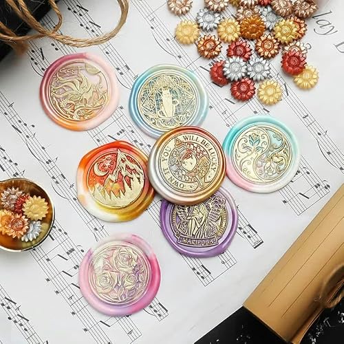 PuLAif Wax Stamp Seal Beads Multicolor 100 pcs Sunflower Wedding Sealing(K8)