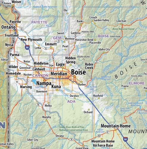 Idaho Laminated Wall Map (36” wide by 54” high)