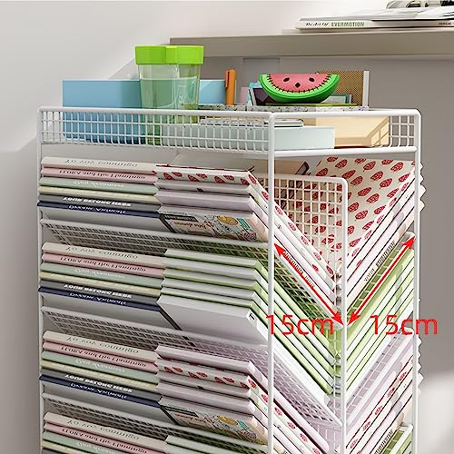 YHKJLYH 6 Tier V Shaped Rolling Book Cart with Lockable Wheels for Home Office Black Color Movable Desk Side Bookshelf for Library Bedroom Study Living Room
