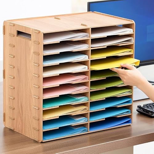 20-Slot Classroom Mailbox, Wooden Paper Organizers