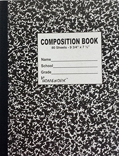 Wide Ruled Black Marble Composition Book-80 Sheets (Pack of 48)
