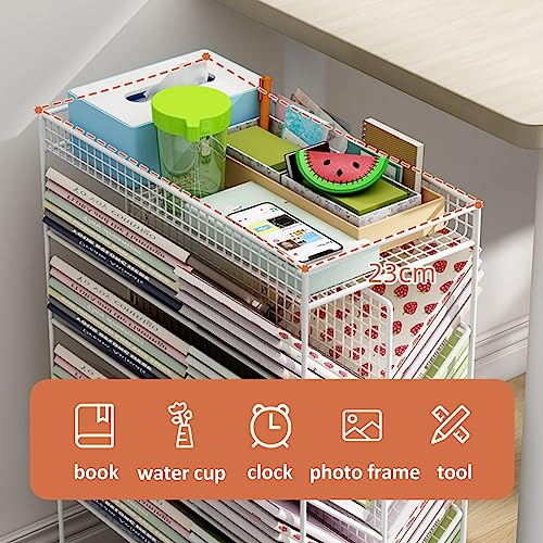 YHKJLYH 6 Tier V Shaped Rolling Book Cart with Lockable Wheels for Home Office Black Color Movable Desk Side Bookshelf for Library Bedroom Study Living Room