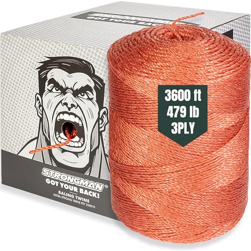 Strongman Baling Twine 3-Ply, 3600 Ft, 479 LB Heavy Duty Baler Twine