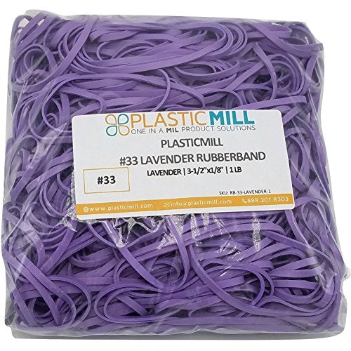 PlasticMill Rubber Bands Size 33, Office Supplies, Lavender, 1,000-Pack