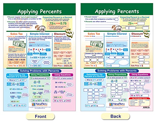 NewPath Learning Ratios, Decimals & Percents Bulletin Board Charts, Set/7 - Laminated, Double-Sided, Full-Color, 12" x 18" (93-3502)