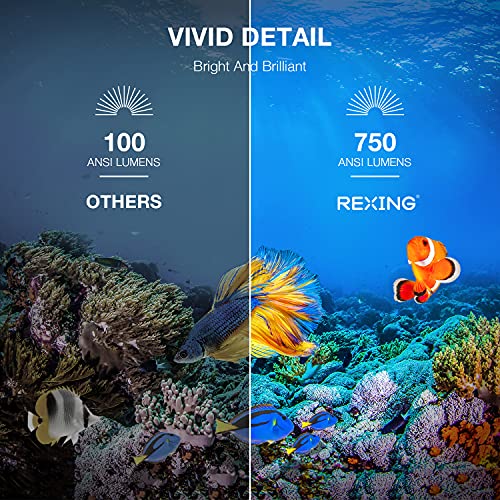 REXING PRD615 Smart Home Projector 750 ANSI Lumens HD, Autofocus,3D Video,HDMI,Duo USB 2.0,WiFi, 40-150 inch” DLP Projector, Miracast,App Store,Google Play,Chrome,Youtube, Netflix, Home Entertainment