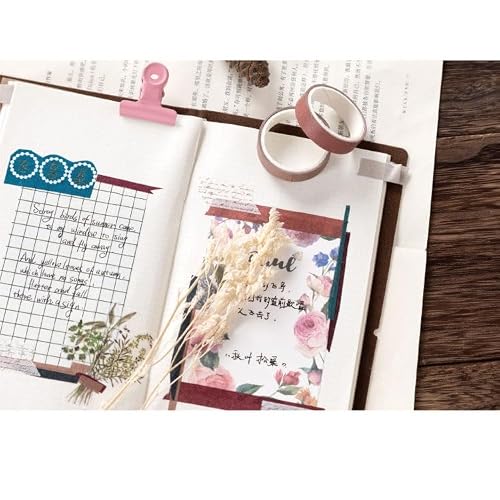 UOHLCX Retro Old Time Series Masking Washi Tape Set Journal Supplies Scrapbooking Paper(E)