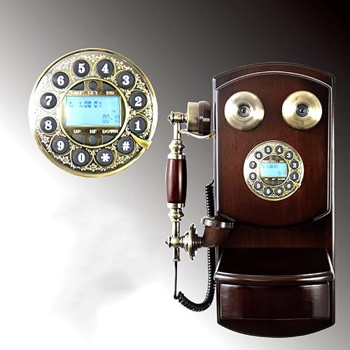 Ancient Wall Mount Phone with Drawer, Vintage Wall Mounted Telephone with Backlight, Silicone Button, Retro Style Home Decoration Phone
