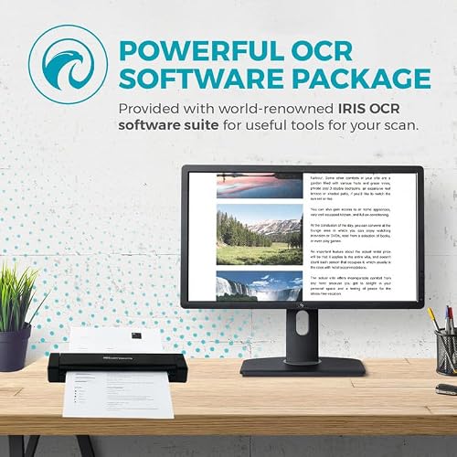 IRIScan Executive 4 Pro Black Portable Duplex Scanner, 8 PPM USB Document and Receipt Scanner for Windows, Readiris PDF Included