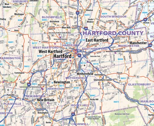 Connecticut Laminated Wall Map (34” wide x 25” high)