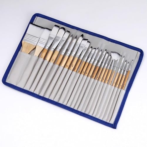 UOHLCX HBJWOV 24 Pcs Multi-Purpose Flat Paint Brush Kit Portable Nylon Paint Brush Set for for Student Beginner Aritst Painting