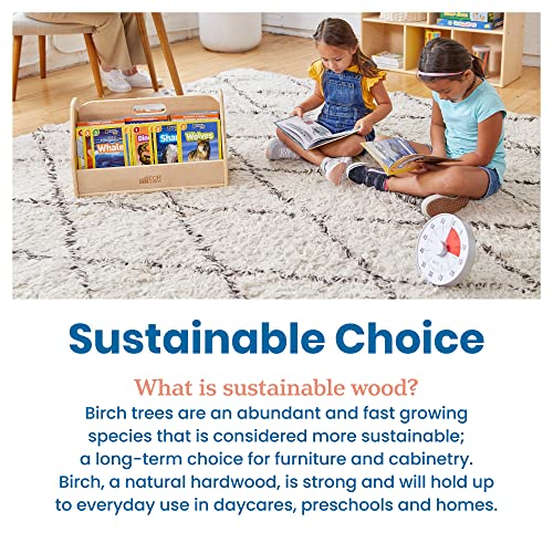ECR4Kids Double-Sided Book Caddy with Countdown Timer, Portable Library, Natural