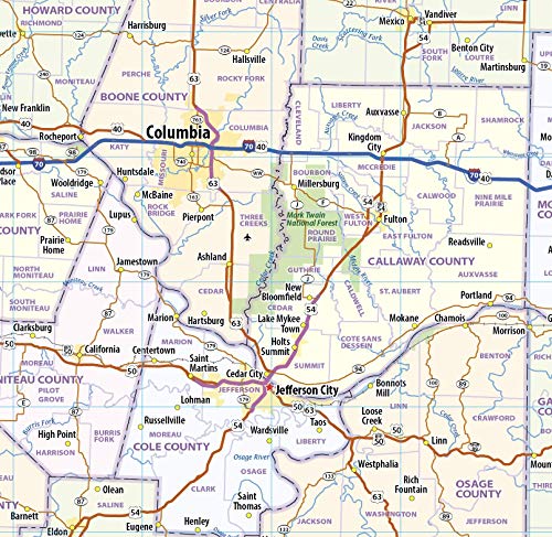 Missouri Laminated Wall Map (42” Wide x 38” high)