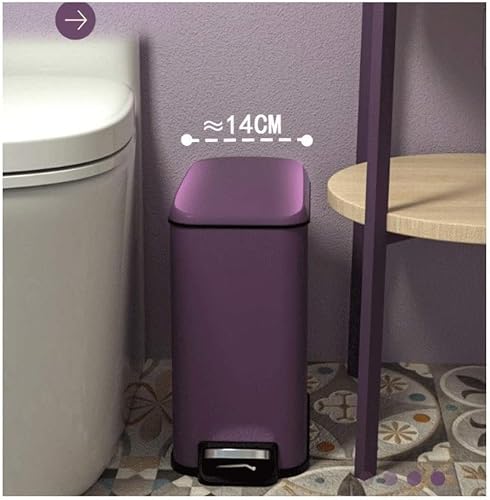 NOLLAM Bote Fog Purple Trash Can w/Lid Stainless Steel Foot-Operated Waste Paper Basket Blocking Smell Indoor Garbage Can for Hotel/Home/Bedroom/Kitchen Kitchen Office