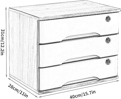JDXQBLD Desktop File Cabinet Organizers, Flat File Cabinet Storage Box, Drawer Cabinet with Lock Desktop Storage Cabinet/Data Cabinet Office Filing Storage,C-3 Drawers