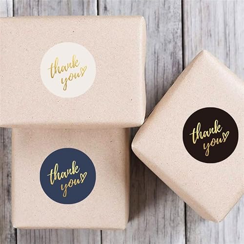UOHLCX 500pcs Thank You Stickers Seal Labels Gold Foil Paper Decoration Sticker(3.8cm)