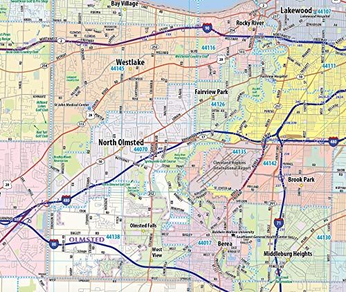 Topographics Greater Cleveland Metro Area Laminated Wall Map (42" x 53")
