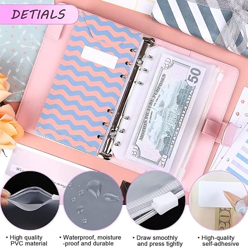 GGGUOJINN PU Leather Budget Binder Cash Envelope System with 12PCS Money Envelopes and Expense Sheets, 4 Pockets (Color : A, Size : 7.5 x 5.5 inch) (A 7.5 x 5.5 inch)