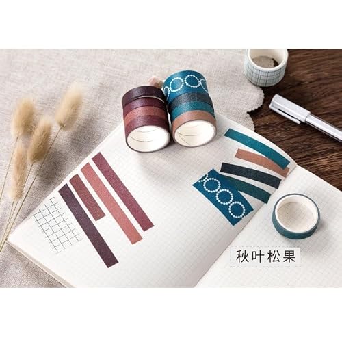 UOHLCX Retro Old Time Series Masking Washi Tape Set Journal Supplies Scrapbooking Paper(E)