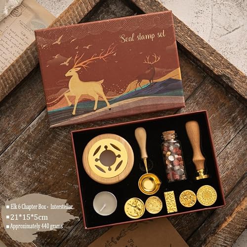 Wax Seal Kit, Vintage Sealing Stamp Set with Brass Monogram Head, Beads & Sticks, Melting Spoon, for Wedding Invites, Envelopes, Diplomas, Decorative Crafts(4)