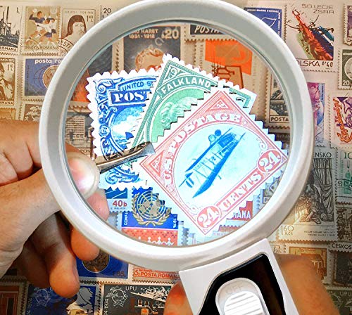 JOTDPFRYK Magnifying Portable LED Illuminated Magnifying Glass Set. Magnifier with Lights for Seniors, Macular Degeneration, Maps, Jewelry, Coins, Watch Computer Repair, Hobbies, Stamps