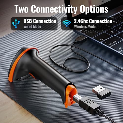 Tera Barcode Scanner with Battery Indicator: 2D Wireless, D5100 Orange
