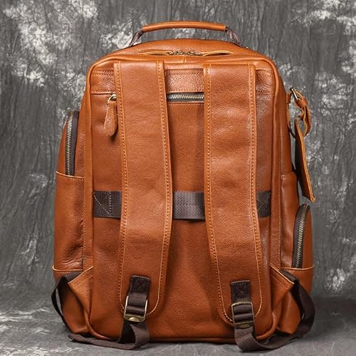 YMGSCC Retro Men's Business Travel Backpack with Handlebar Suitcase Top Layer of Cowhide
