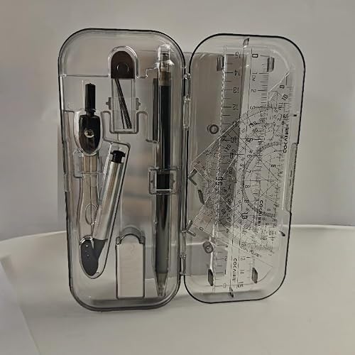 Set of Compass Ruler Measuring Tools 8 Piece for Exam Drawing Purposes