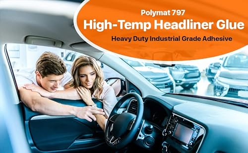6 Cans (13oz net/can): Polymat 797 Hi-Temp Spray Glue Adhesive: Industrial Grade High Temperature Glue, Heat and Water Resistant for Headliner, Marine, Golf Cart and Other Applications