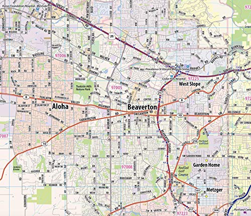 Topographics Greater Portland Oregon Laminated Street Map (42' Wide by 46' High)