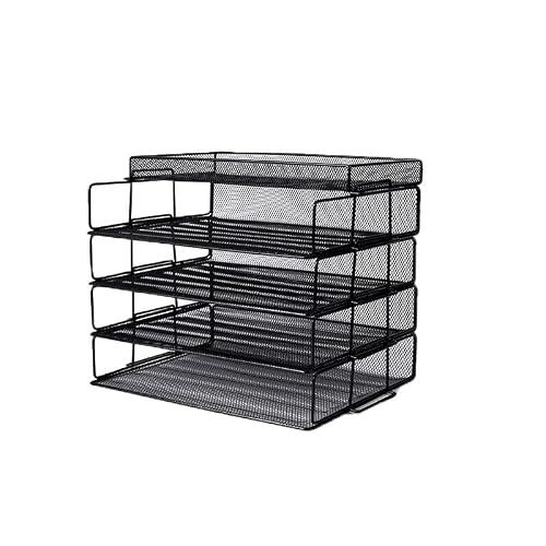 cfycfy987 file organizer Office Storage File Stacking Tray Three-layer Column Data Frame Iron Mesh Rack Desk
