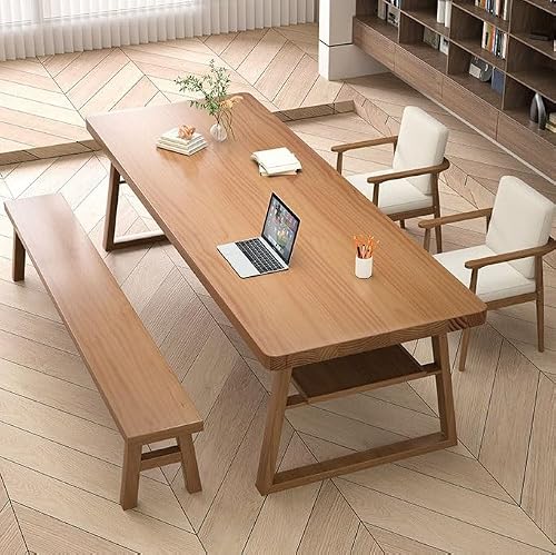 XUNTING Pc Desk Solid Wood Home Workbench Living Room Modern Simple Large Desktop Long Desk Storage Desk Computer Desk Study Table Study Table(180 * 80 * 75cm)