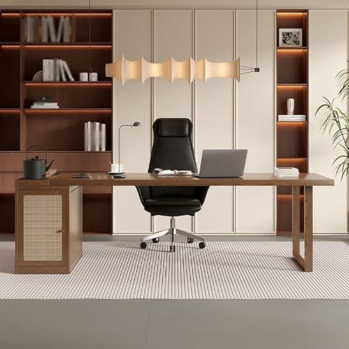 LINKIO Home Office Desks The Long Work Table with Tea Table in The Boss's Office is A Modern Solid Wood Simple Furniture Suitable for Home and Company Computer Table Desk(220x80x73cm)