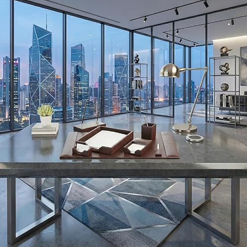 Dacasso Dark Brown Bonded Leather Luxury 7-Piece Desk Set - Blotter Pad & Desk Organization Essentials - Executive Decor and Surface Protector
