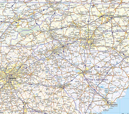 Topographics Southeast US Laminated Street Wall Map (42" x 48")