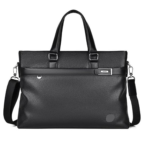 AWMGPDDBTO Briefcases for Men Men's Leather Briefcase, Black