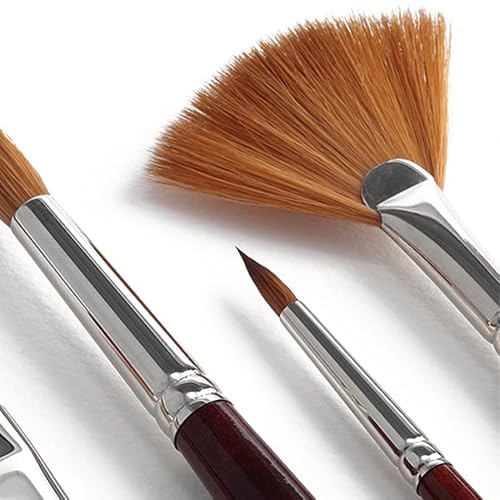 Creative Mark Mimik Kolinsky Watercolor Brush - # 6 Fan - Long Handle Synthetic Paint Brush - Handmade in Germany - Synthetic Sable Paint Brushes for Professional Artists - Animal-Friendly