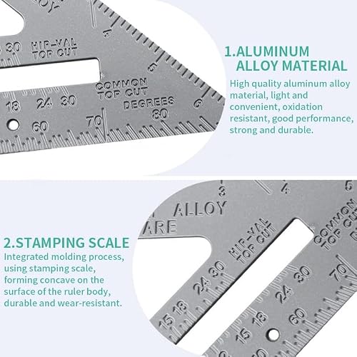Angle Protractor,7inch Triangle Ruler 90 Degree Square Ruler Woodworking Measurement Tool Carpenter Square Tool