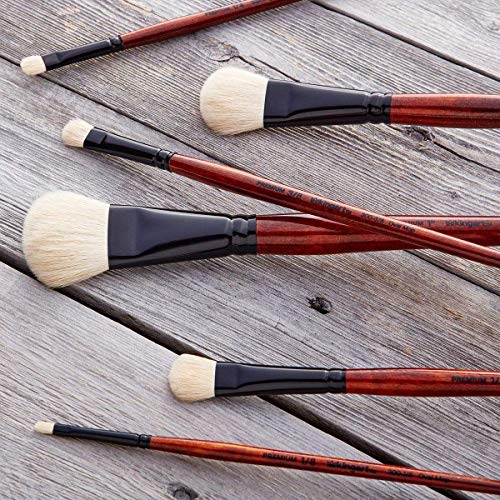 KINGART 1050A Premium 6 Pc. Flat Oval Mop Artist Brush Set, White Super-Soft Natural Goat Hair, Short Handle, 6 Sizes for Oil, Acrylic and Watercolor
