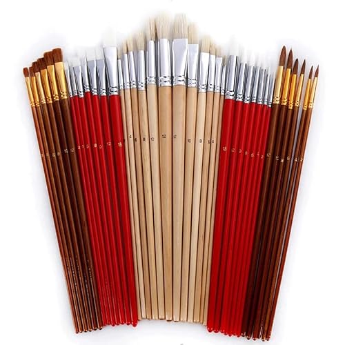 UOHLCX HBJWOV Brush with Canvas Bag Set Long Wooden Handle Synthetic Watercolor